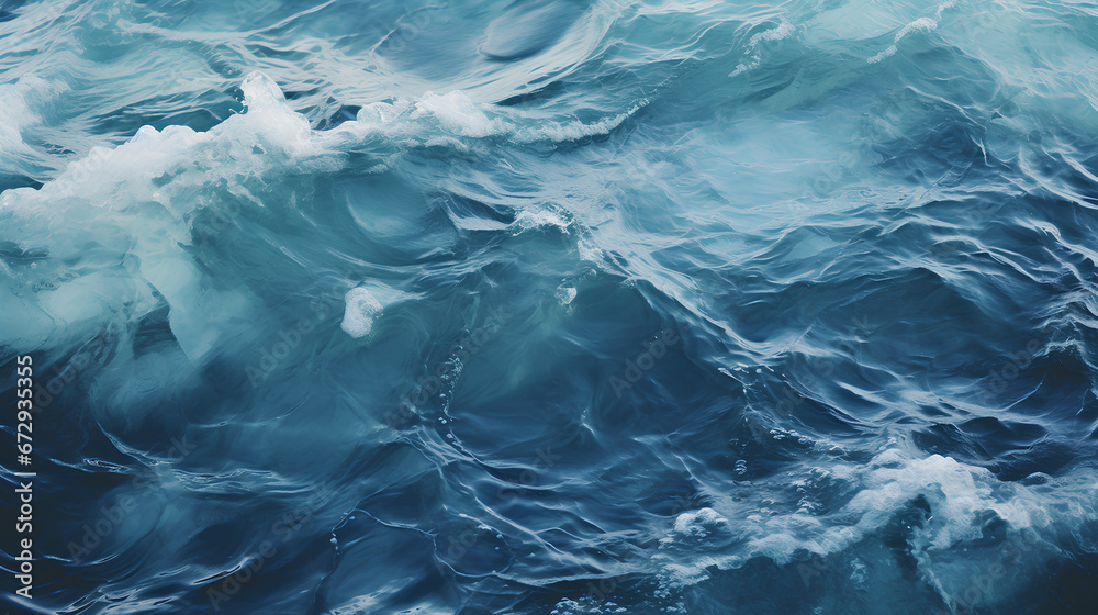 Blue and crystalline water. Waves in the ocean. View from above. Textured background. Blue and crystalline water. Waves in the ocean. View from above. Textured background.
