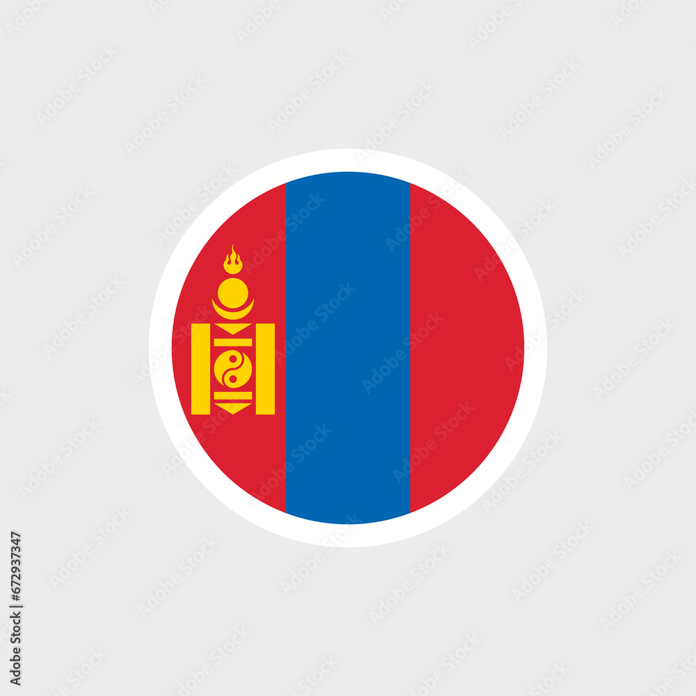 Naklejka premium Flag of Mongolia. Mongolian red and blue flag from Soyombo.