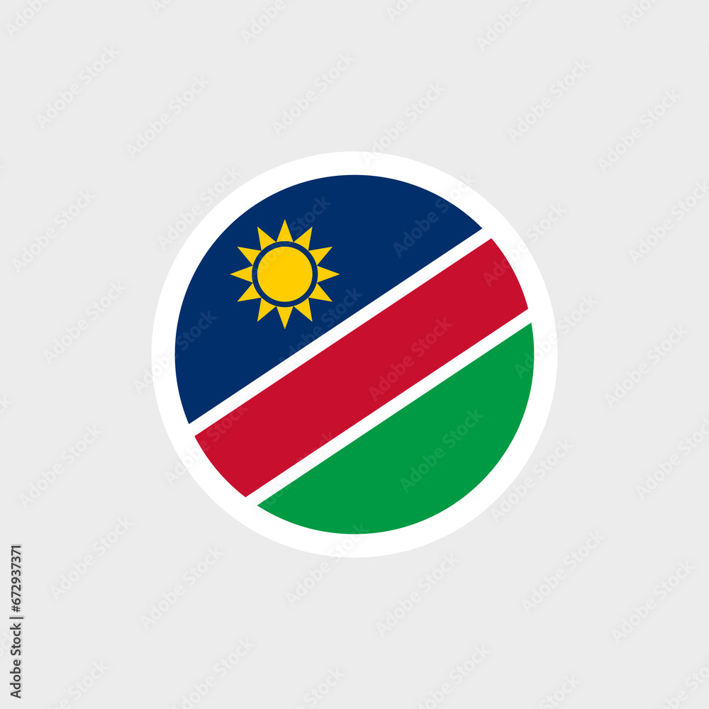 Flag of Namibia. Nambian blue-red-green flag with diagonal stripes and a yellow sun. Flag of Namibia. Nambian blue-red-green flag with diagonal stripes and a yellow sun.