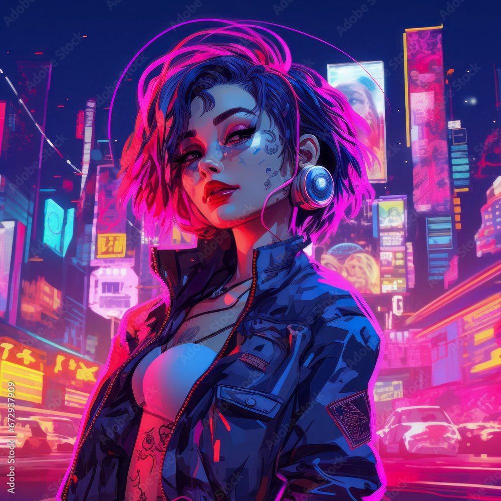 Punk Style Influencer in Neon City Punk Style Influencer in Neon City