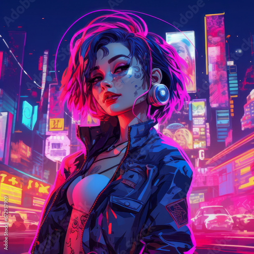 Punk Style Influencer in Neon City