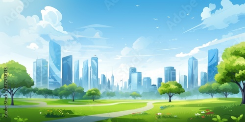 Abstract illustration of a green, eco friendly urban environment. 