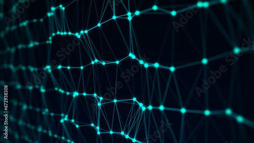 Blue network connection abstract background. Digital structure backdrop with points and lines. Big data visualization. 3D rendering. © Irvin 2809