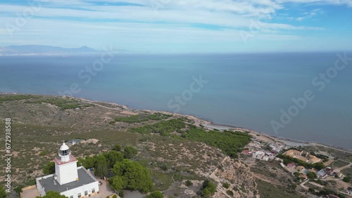 Toma aérea del Faro de Santa Pola en Alicante photo
