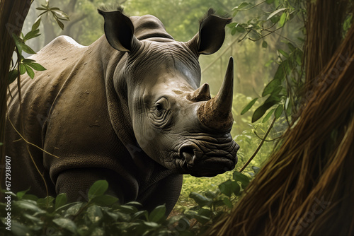 rhino in the jungle photo