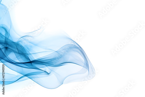 Round Wavy Blue Smoke Isolated on White Background. Generative AI