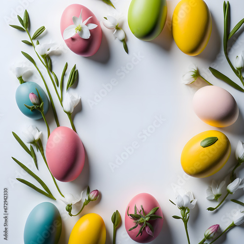Easter Eggs and Flowers with an Empty Text Area