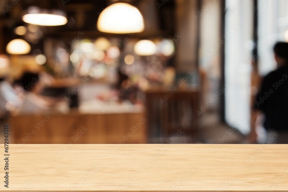 Beautiful blurred background of visitors in a cafe and beautiful lighting.