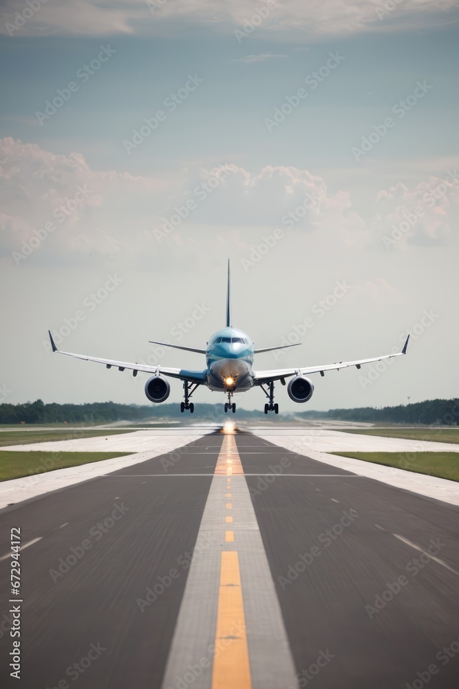 Obraz premium Airplane landing/taking off at airport exterior 