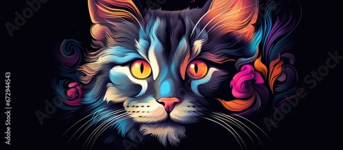 Revamped Artistic depiction of a cat in a stylized manner Original design modifying images for book covers promotional materials apparel and other mediums