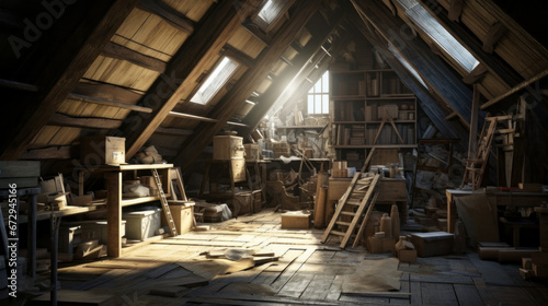 An old attic is filled with memories and stories of times past photo