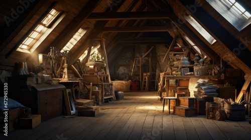 An old attic is filled with memories and stories of times past © Textures & Patterns