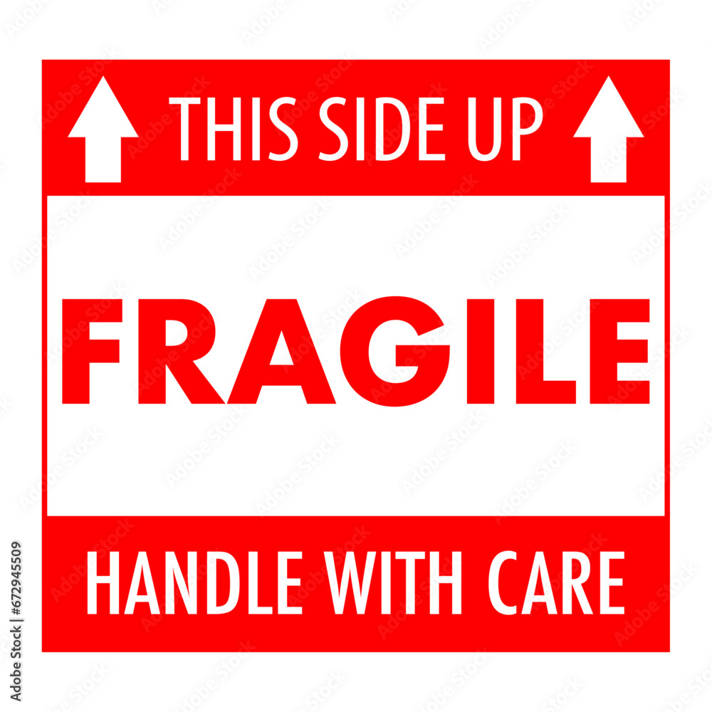 Vector graphic of this side up sticker sign for fragile object - obrazy, fototapety, plakaty 