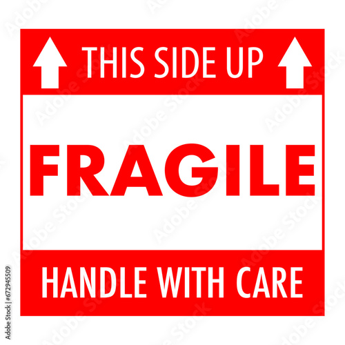Vector graphic of this side up sticker sign for fragile object