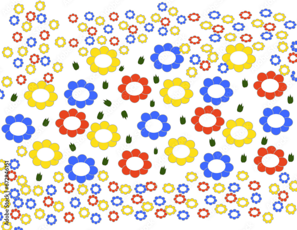 flowers pattern with circles flowers pattern with circles