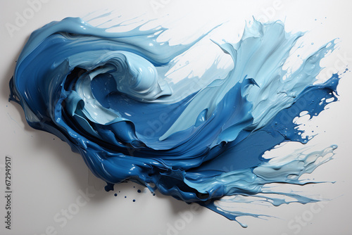 a brush of blue paint on white background