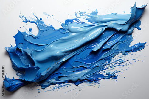 a brush of blue paint on white background