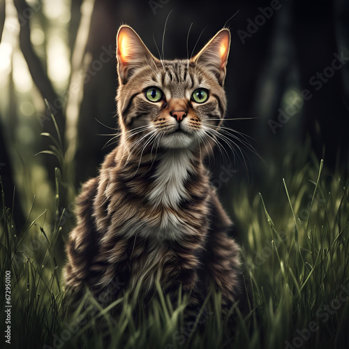 Obraz na płótnie cat in forest grass w salonie