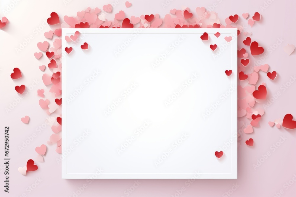 White foil template with pink and red hearts