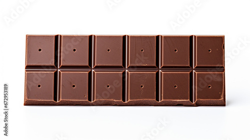 Close up a chocolate bar isolated on white background, AI Generative.