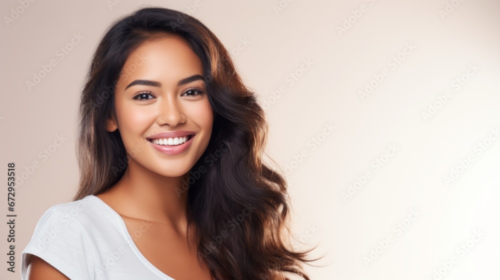 Closeup photo portrait of a beautiful young pretty woman smiling with clean teeth. Used for a dental ad. Isolated on a seamless background. Closeup photo portrait of a beautiful young pretty woman smiling with clean teeth. Used for a dental ad. Isolated on a seamless background.