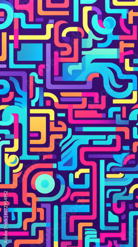Maze Colorful modern hand drawn trendy abstract pattern