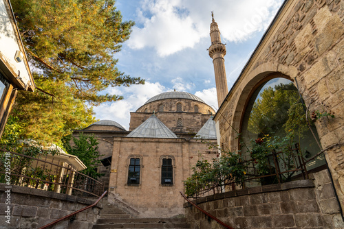 The famous historical Mosque (Mevlevi Türbe Cami) and Minaret. Afyonkarahisar, Afyon, Turkey photo