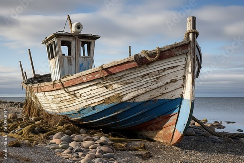 Fishing boat. Background with selective focus and copy space