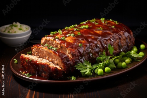 Delicious Meatloaf. Traditional American cuisine. Popular authentic dishes. Background with selective focus