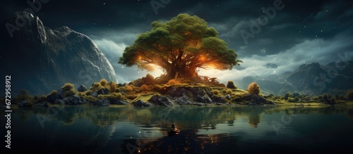 Image editing in photo shop to manipulate a photograph and create a fantasy themed wallpaper
