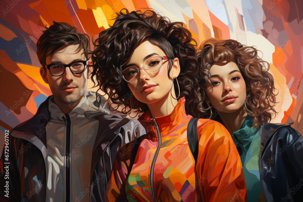Illustration of Generation Z, multiculturalism, inclusivity, youngest generation of global citizens Illustration of Generation Z, multiculturalism, inclusivity, youngest generation of global citizens