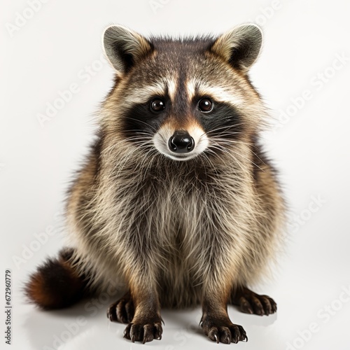 Portrait of a raccoon on a white background