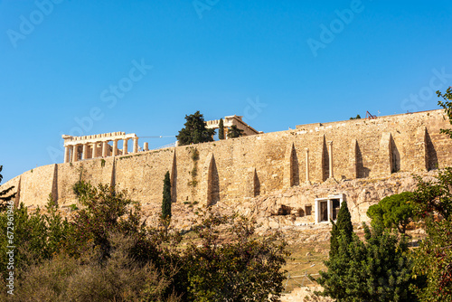 Panorama of Acropol hill in Athens, Greece - with ancient temple of Parthenon
