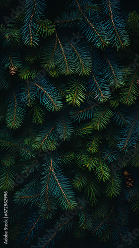 Christmas tree branches background.