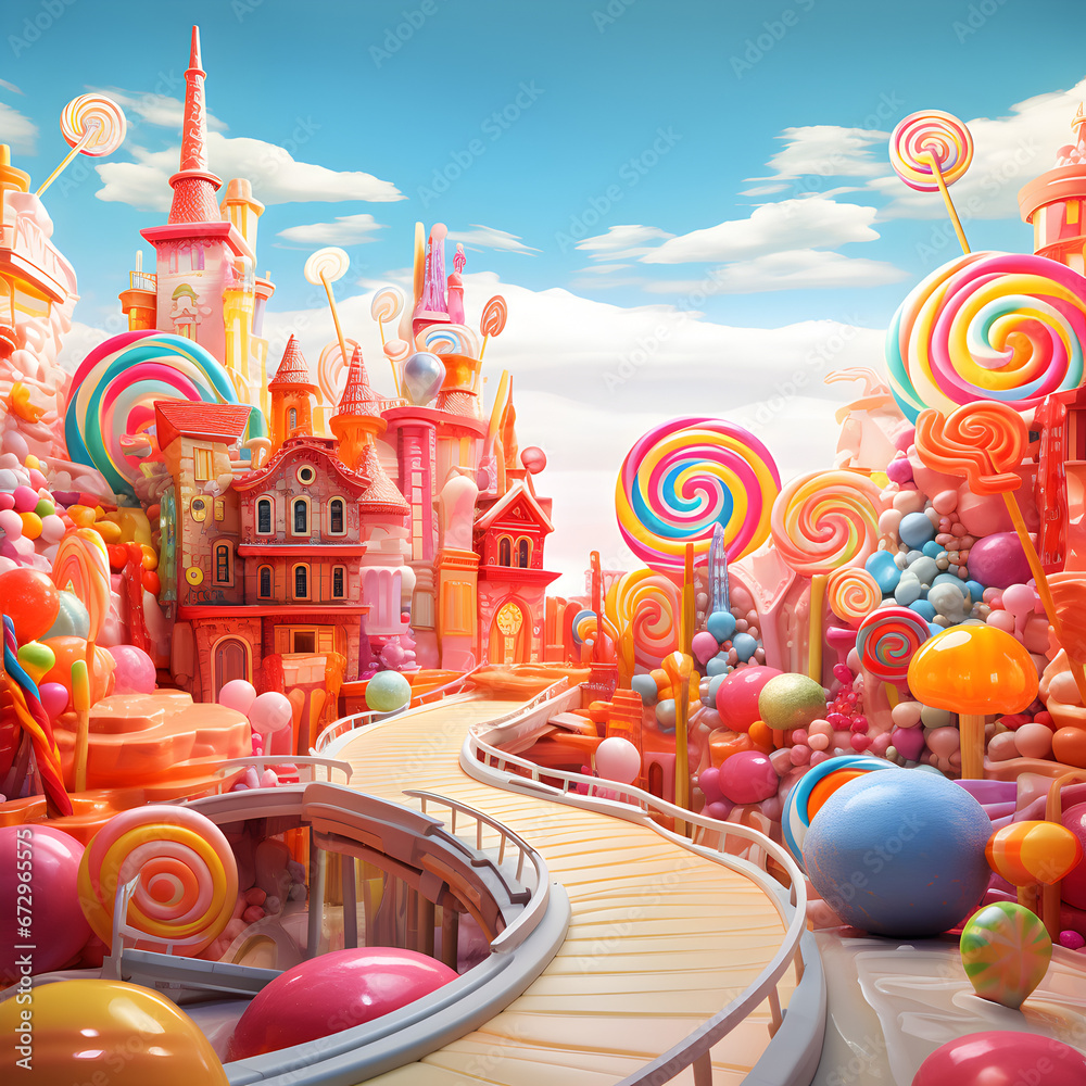 Lollipop Candy Land. Generative ai. 