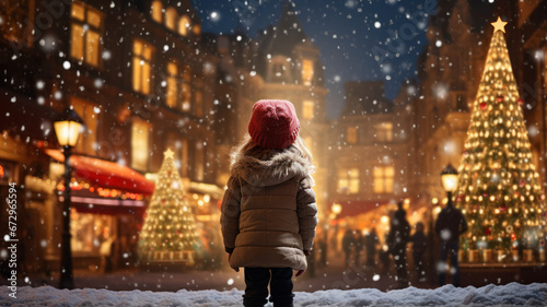 Child and Snowy Tree, Urban Christmas Magic