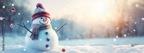 Cheerful Snowman in Light Navy and Blue © M.Gierczyk