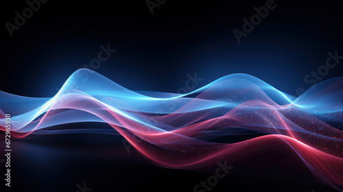 Blue Light Wave on Dark Net Art Background