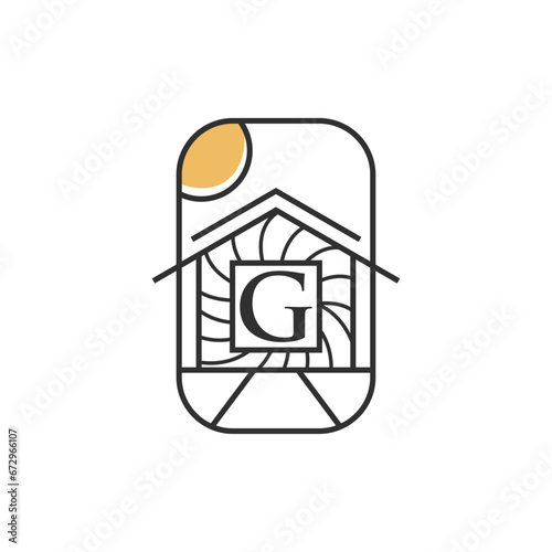 Letter G house minimal logo design