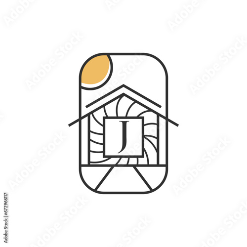 Letter J house minimal logo design