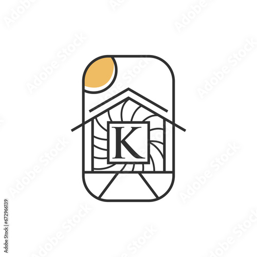 Letter K house minimal logo design