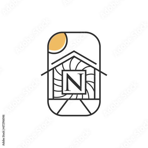 Letter N house minimal logo design