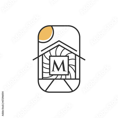 Letter M house minimal logo design