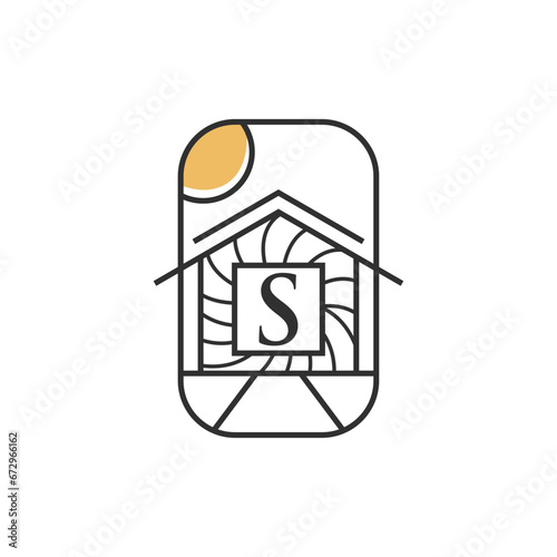 Letter S house minimal logo design