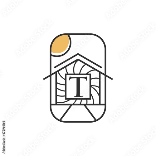 Letter T house minimal logo design