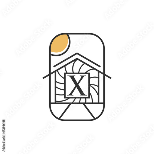Letter X house minimal logo design