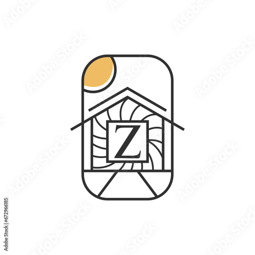 Letter Z house minimal logo design