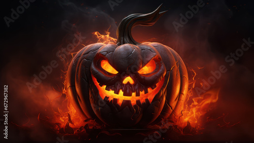 Scary Pumpkin with Smoke Effect
