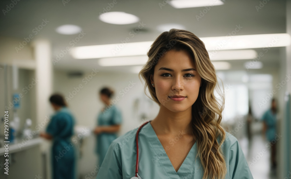 Young nurse in the hospital. Young nurse in the hospital.