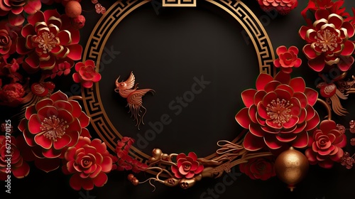 chinese new year 2024 celebration paper background. banner copy space. photo